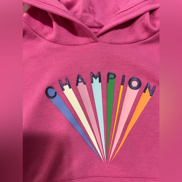 Champion Girls French Terry Cropped Logo Hoodie NWT - Picture 2 of 7